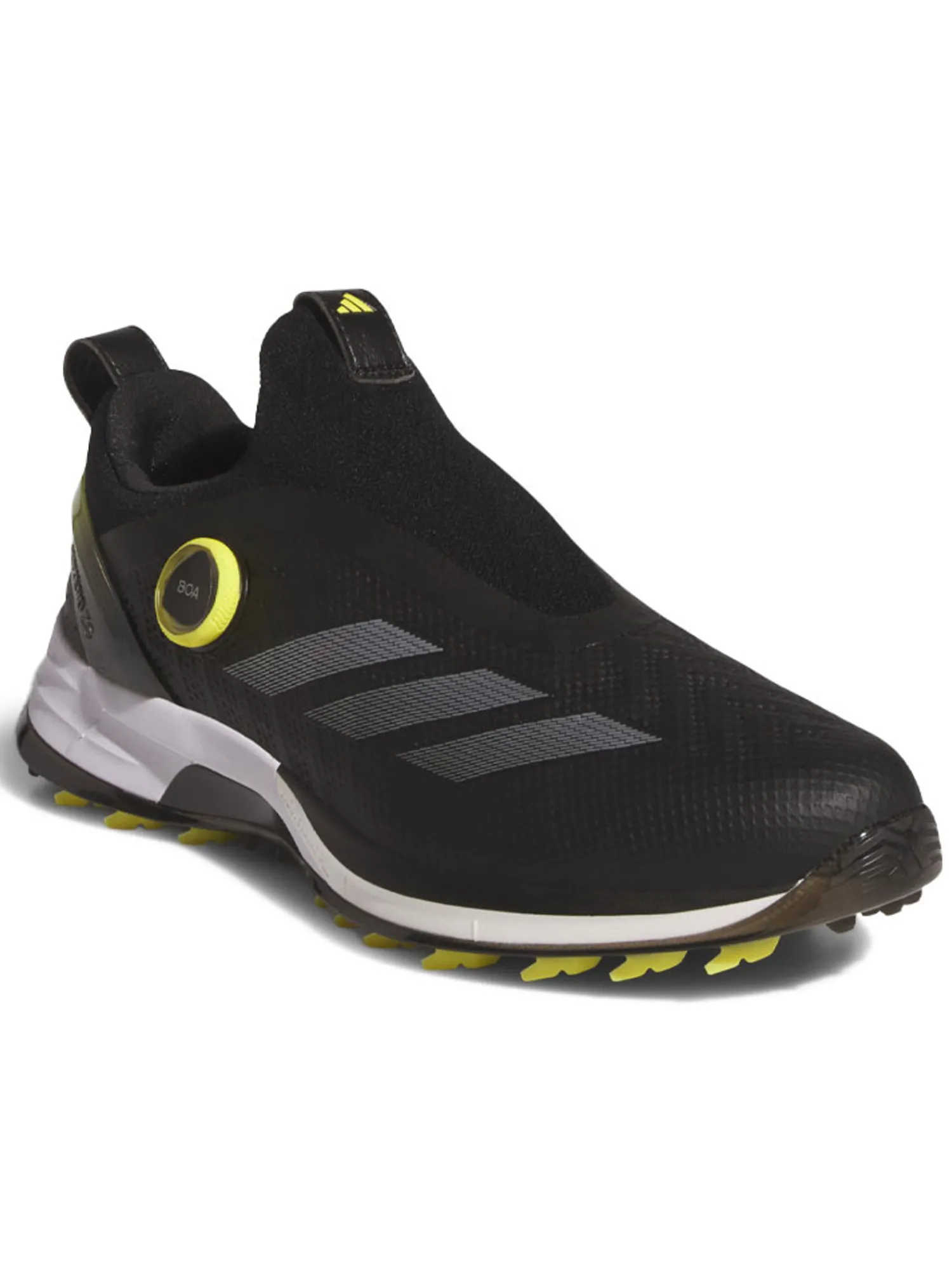 Adidas Mens Golf Shoes|Adizero ZG BOA Spikeless Golf Shoes - Core Black/Silver Met./Pure Sulfur
