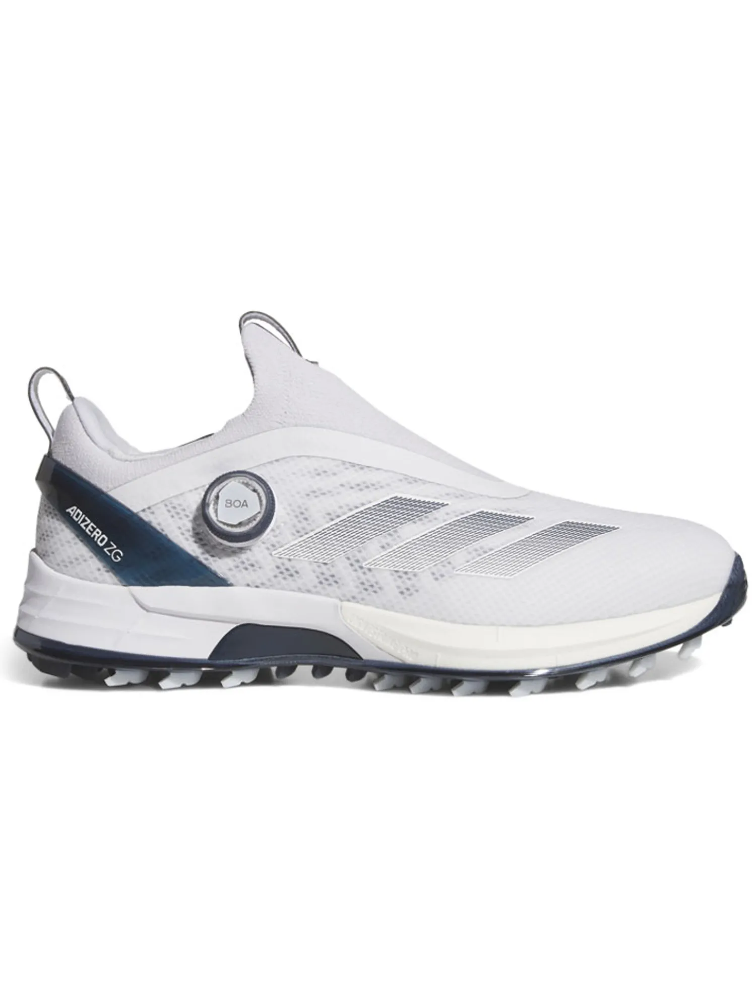 Adidas Mens Golf Shoes|Adizero ZG BOA Spikeless Golf Shoes - Ftwr White/Collegiate Navy/Grey