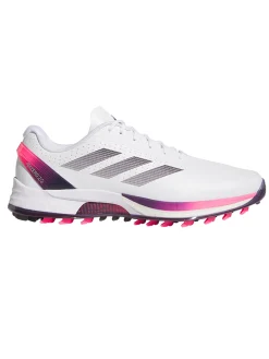 Adidas Mens Golf Shoes|Adizero ZG Spikeless Golf Shoes - Ftwr White/Aurora Plum/Shock Pink