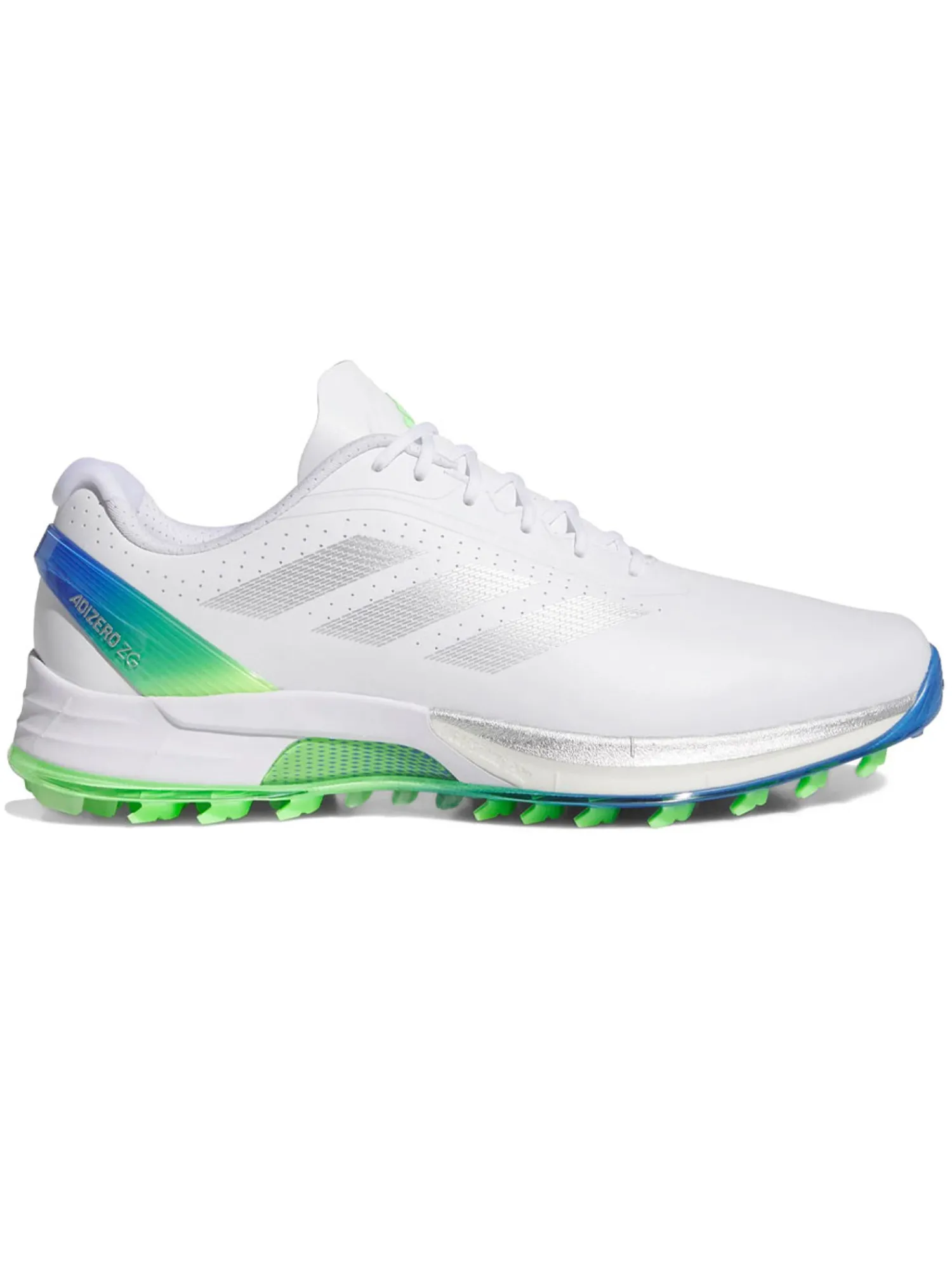 Adidas Mens Golf Shoes|Adizero ZG Spikeless Golf Shoes - Ftwr White/Silver Met/Lime Burst