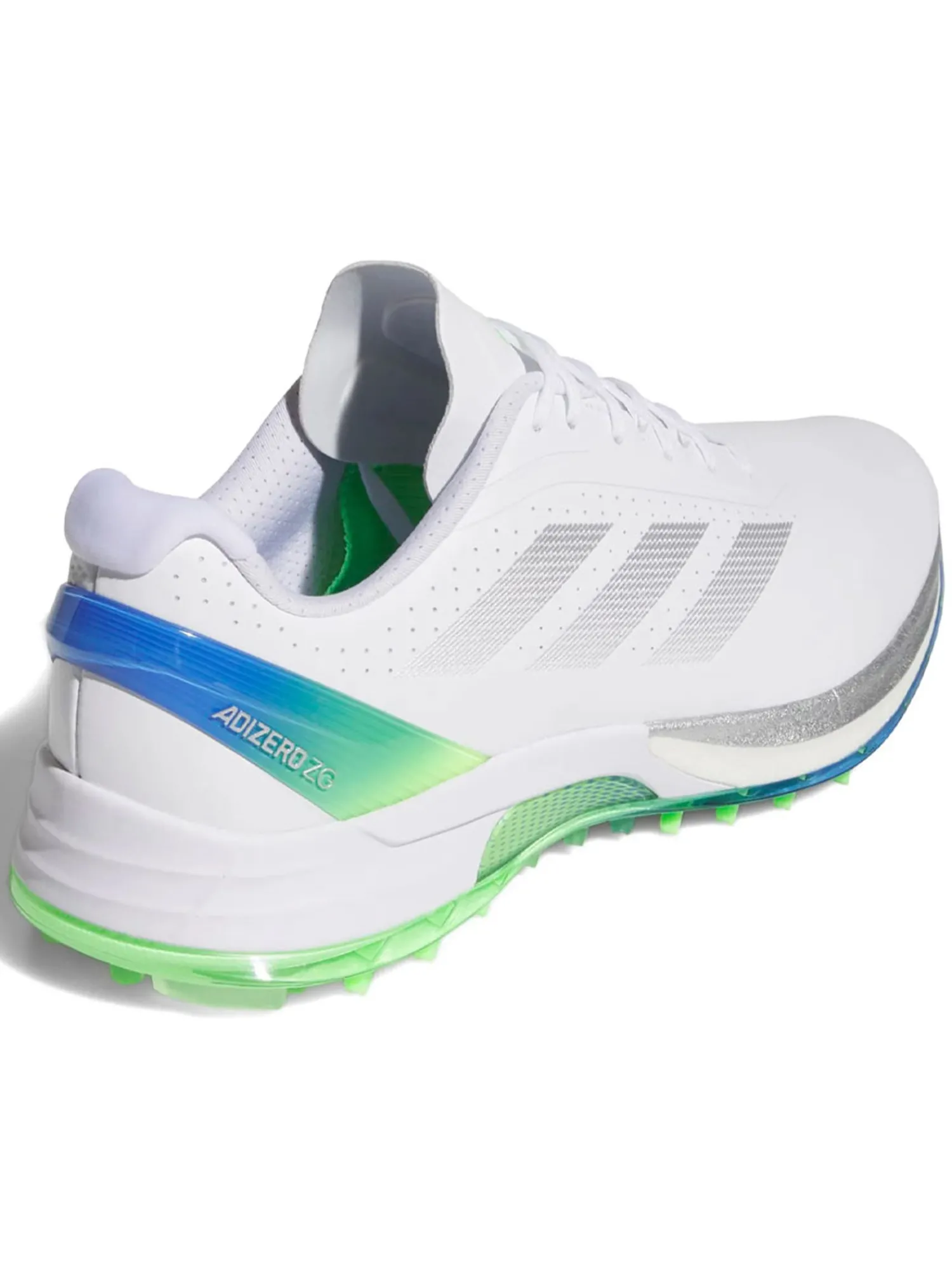 Adidas Mens Golf Shoes|Adizero ZG Spikeless Golf Shoes - Ftwr White/Silver Met/Lime Burst
