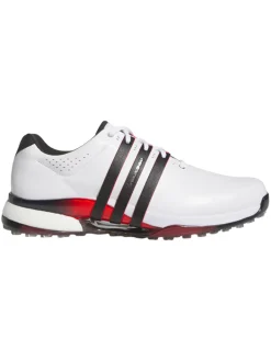 Adidas Mens Golf Shoes|Tour360 25 Wide Spikeless Golf Shoes - Ftwr White/Core Black/Lucid Red