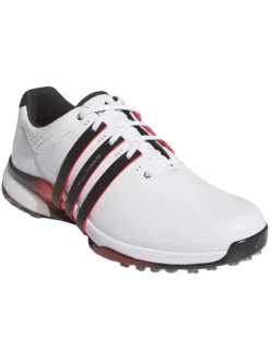 Adidas Mens Golf Shoes|Tour360 25 Wide Spikeless Golf Shoes - Ftwr White/Core Black/Lucid Red