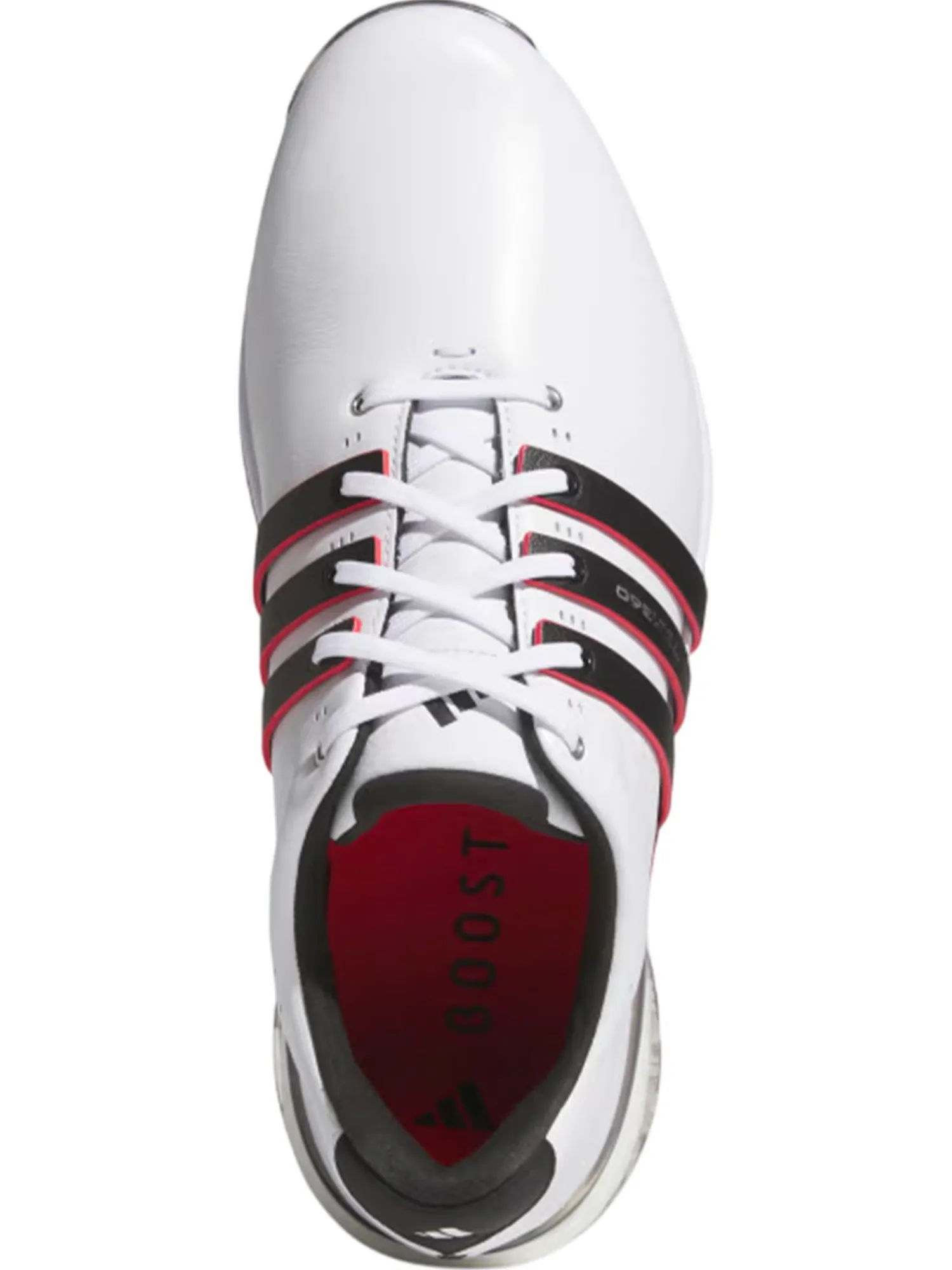 Adidas Mens Golf Shoes|Tour360 25 Wide Spikeless Golf Shoes - Ftwr White/Core Black/Lucid Red