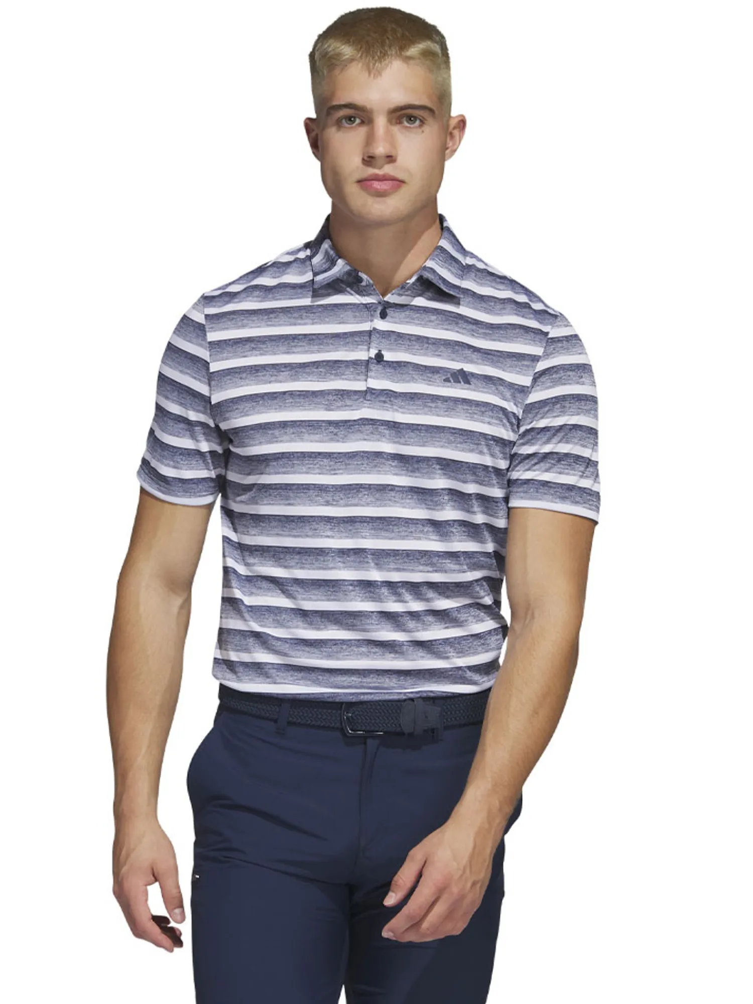 Adidas Shirts|Two-Colour Striped Polo Shirt - Collegiate Navy/White