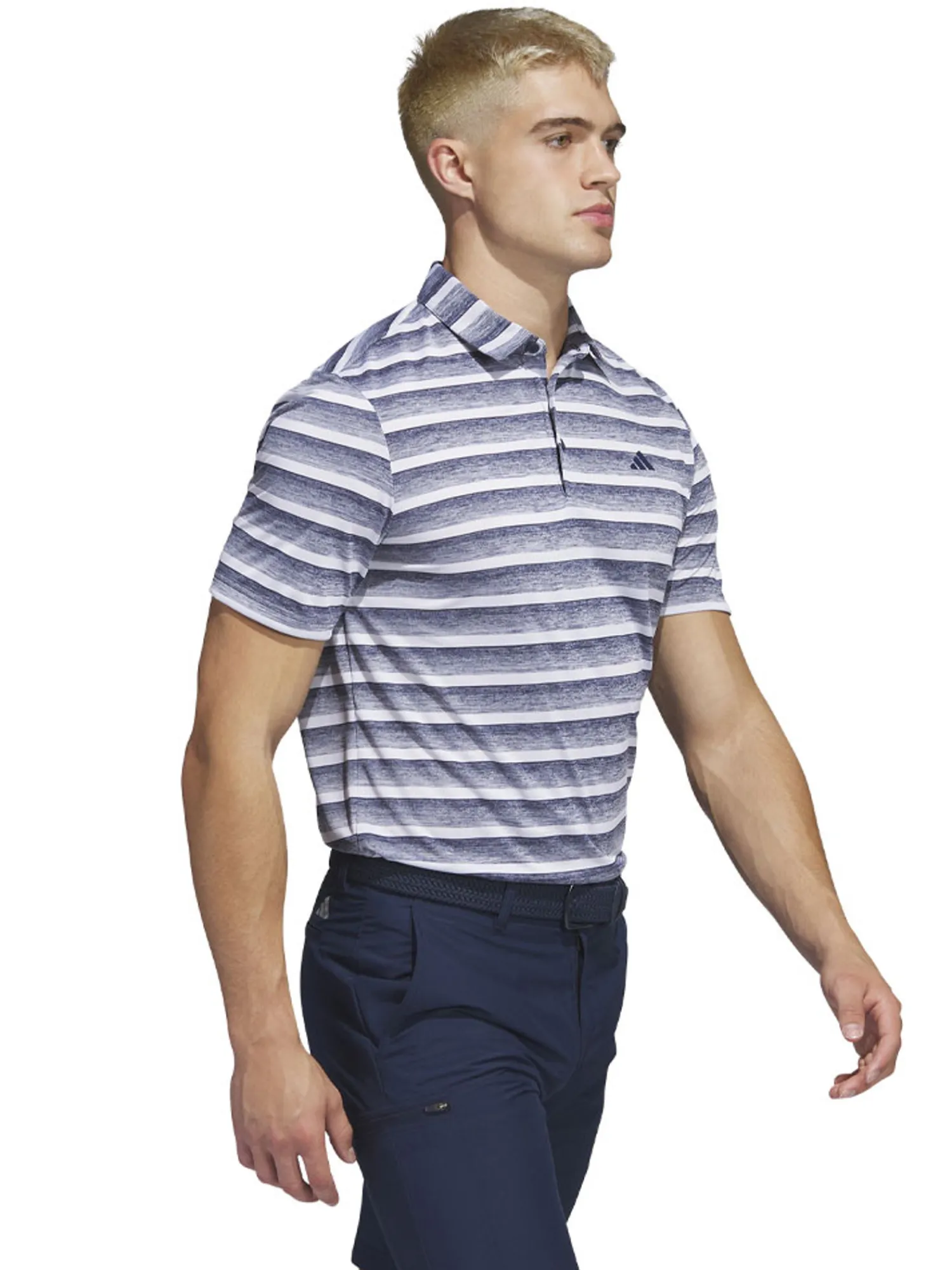 Adidas Shirts|Two-Colour Striped Polo Shirt - Collegiate Navy/White