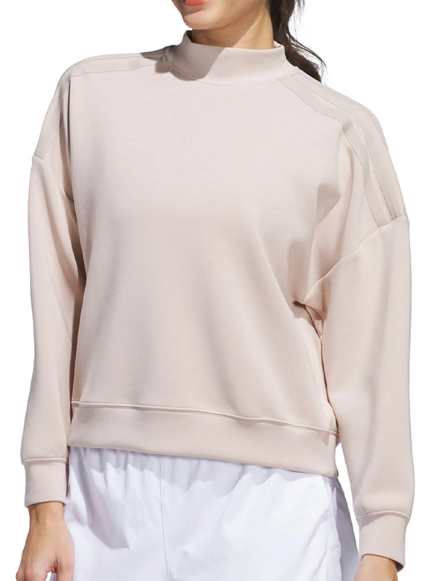 Adidas Jumpers|Womens Beyond Spacer Mock Layer Sweatshirt - Wonder Taupe