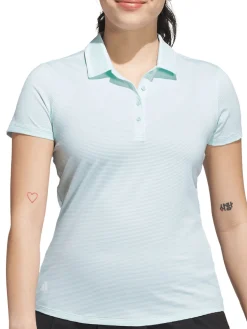 Adidas Shirts|Womens Ottoman Short Sleeve Polo Shirt - Semi Flash Aqua