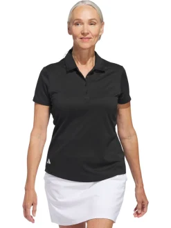 Adidas Shirts|Womens Solid Performance Short Sleeve Polo Shirt - Black