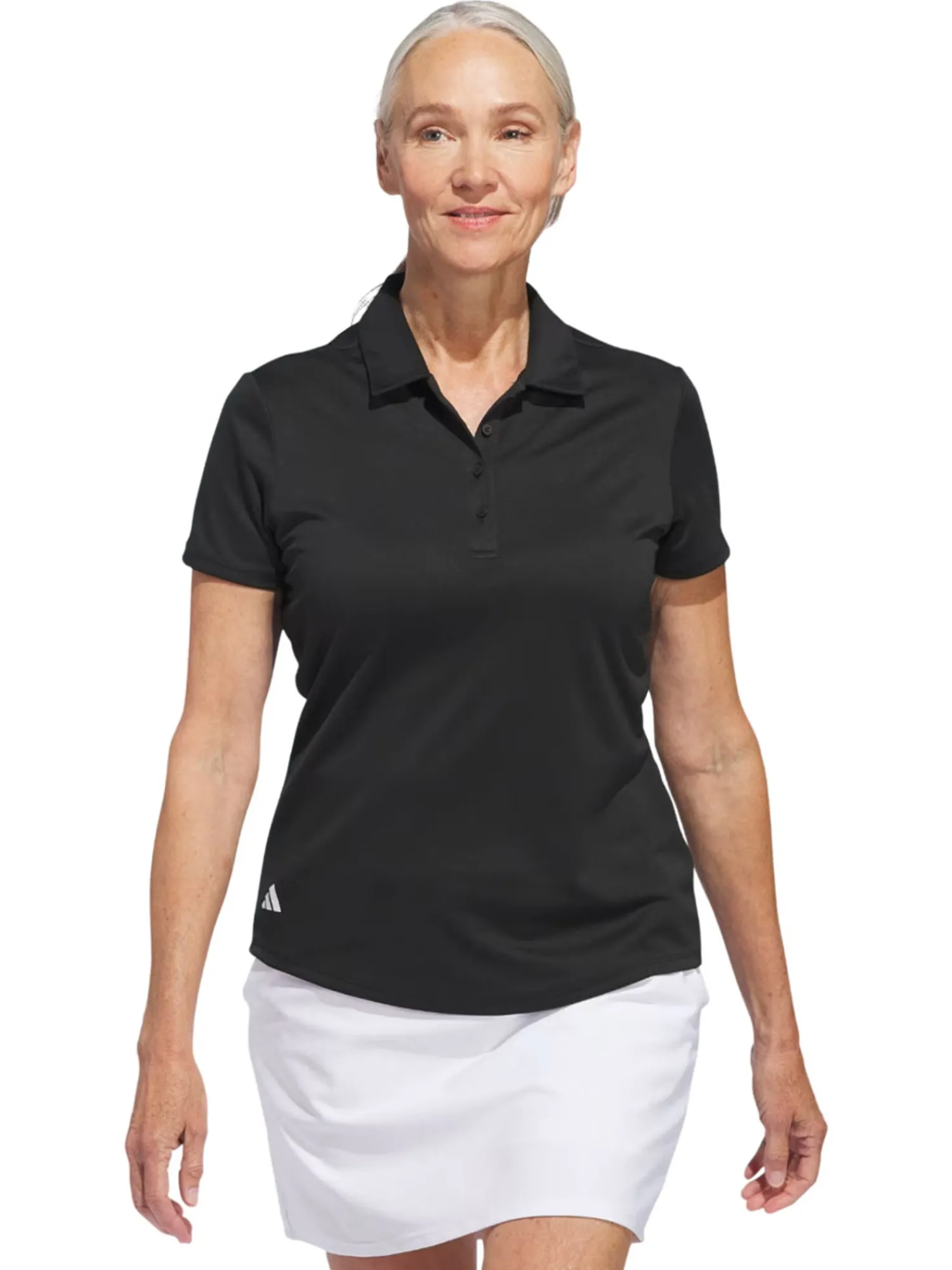 Adidas Shirts|Womens Solid Performance Short Sleeve Polo Shirt - Black