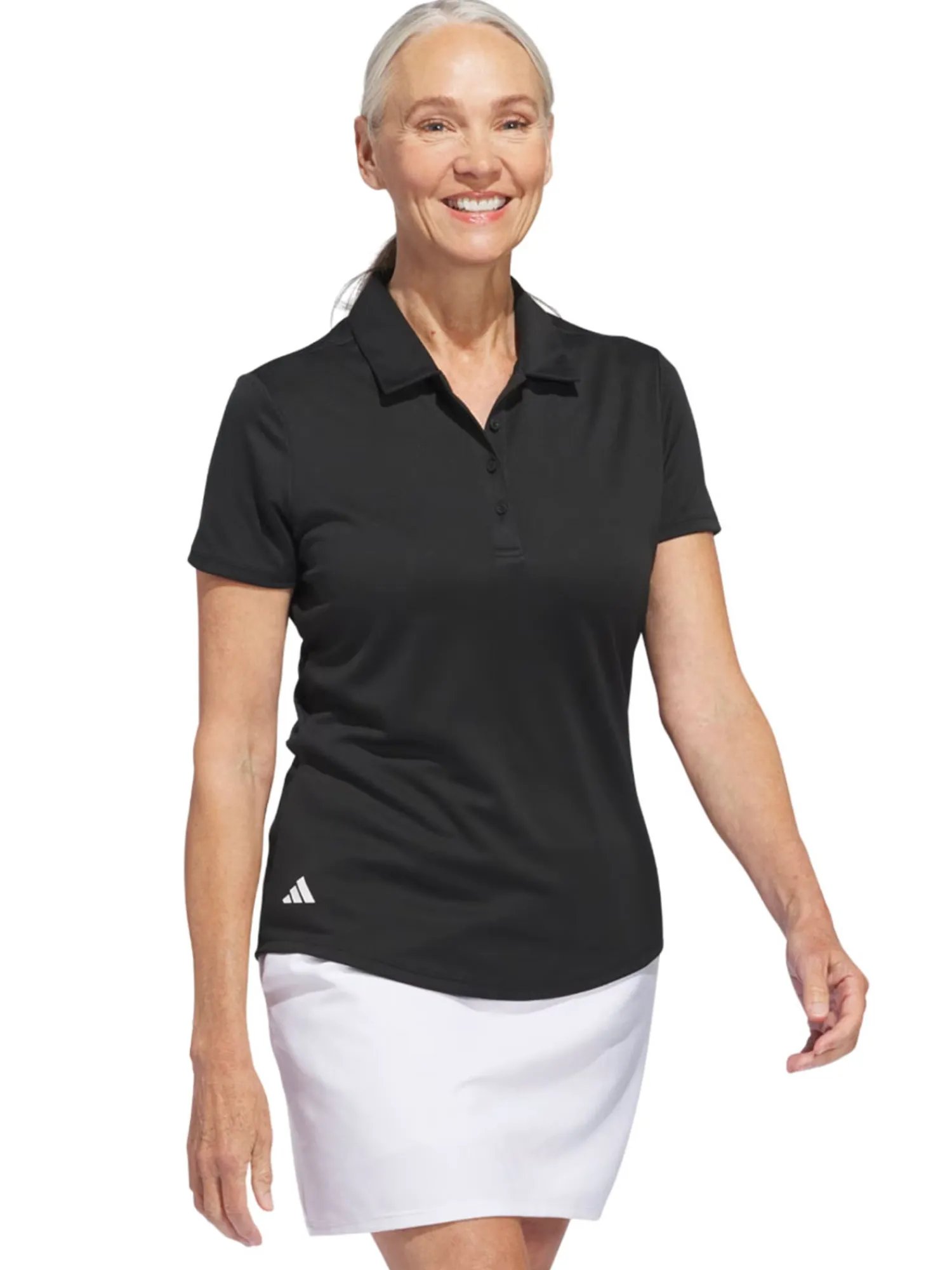 Adidas Shirts|Womens Solid Performance Short Sleeve Polo Shirt - Black