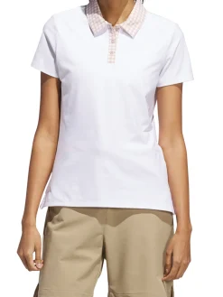 Adidas Shirts|Womens Ultimate365 Gingham Short Sleeve Polo Shirt - White