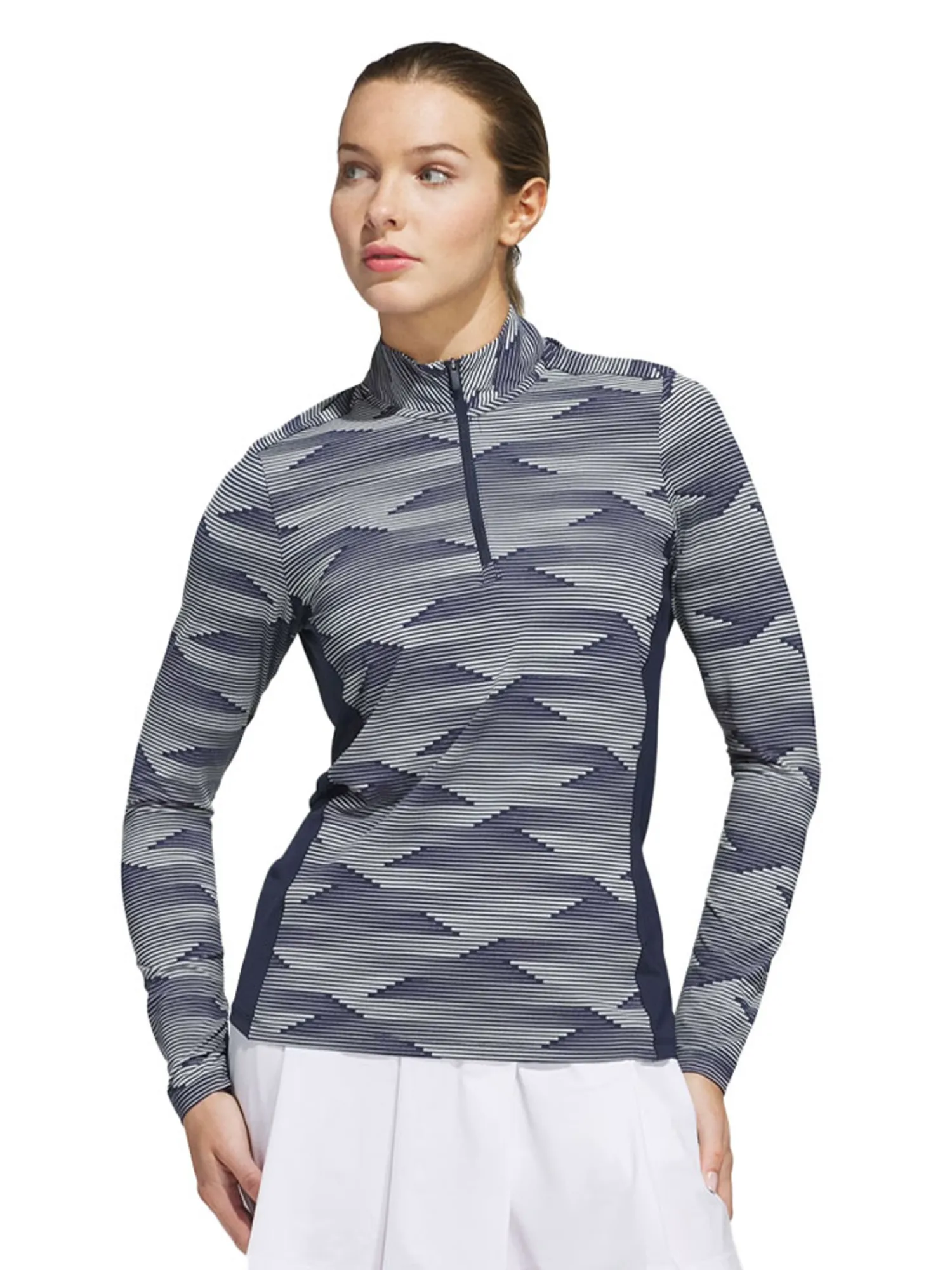 Adidas Shirts|Womens Ultimate365 Printed Quarter-Zip Mock - Collegiate Navy