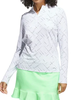 Adidas Shirts|Womens Ultimate365 Printed Quarter-Zip Mock Neck Top - White