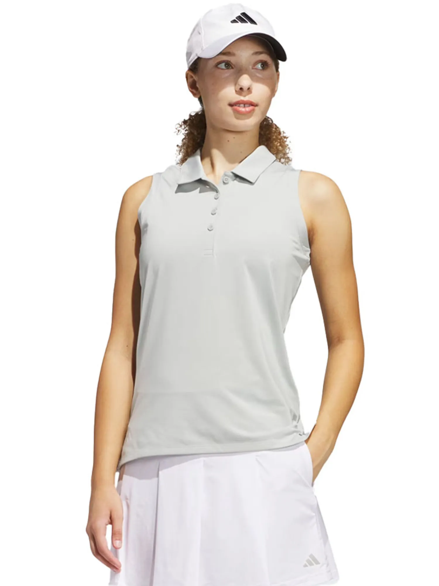 Adidas Shirts|Womens Ultimate365 Solid Sleeveless Polo Shirt - Wonder Silver