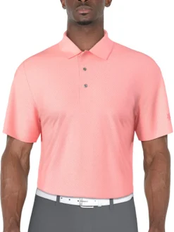 Ben Hogan Shirts|2 Tone Micro Geo Jacquard Polo - Strawberry Pink