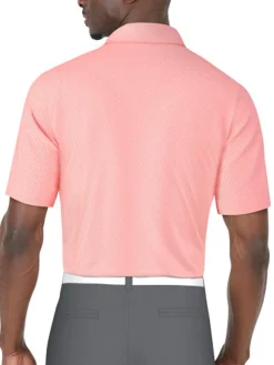 Ben Hogan Shirts|2 Tone Micro Geo Jacquard Polo - Strawberry Pink