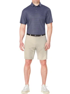 Ben Hogan Shirts|Birdseye Printed Stripe Polo Shirt - Peacoat