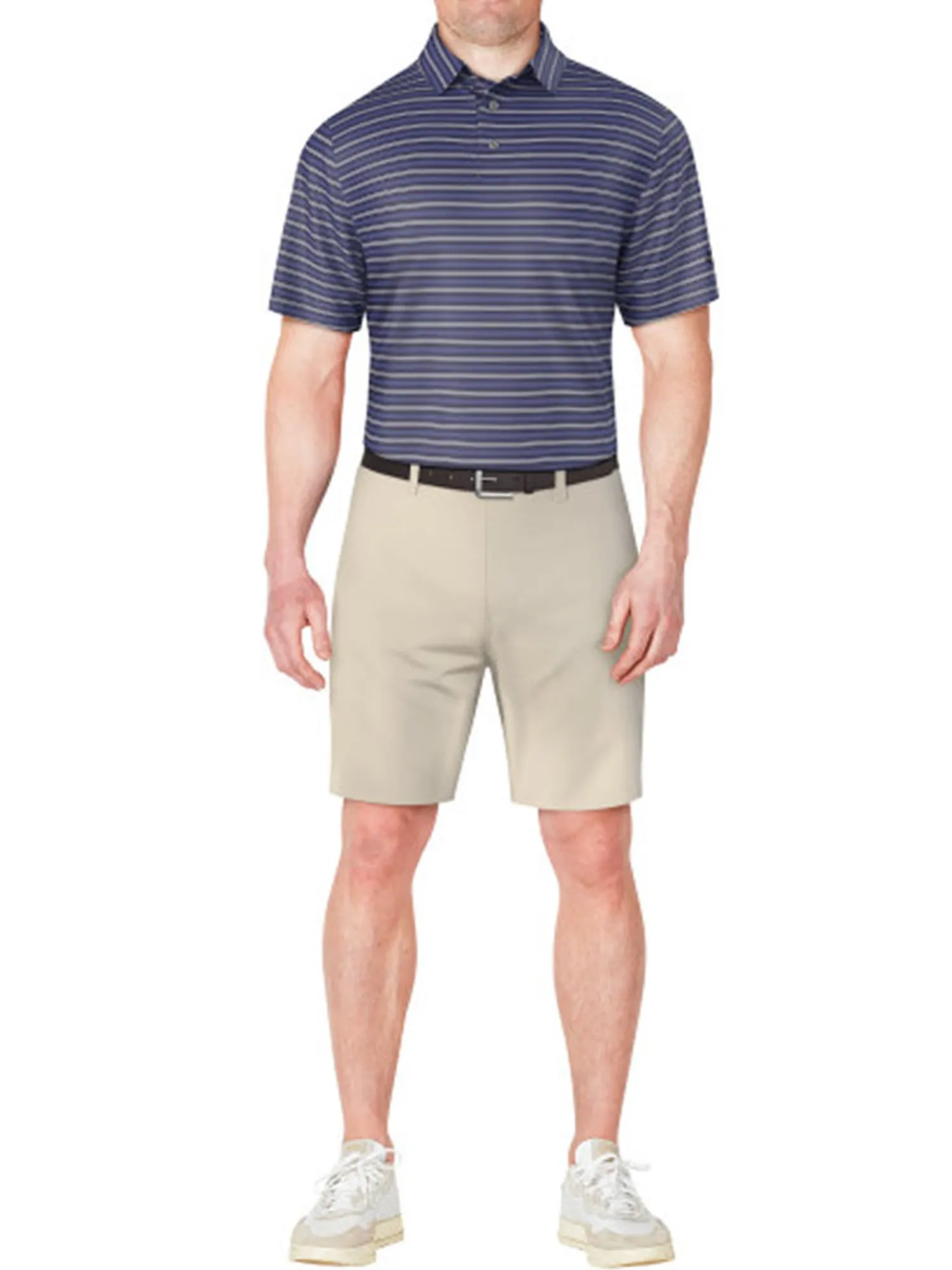Ben Hogan Shirts|Birdseye Printed Stripe Polo Shirt - Peacoat