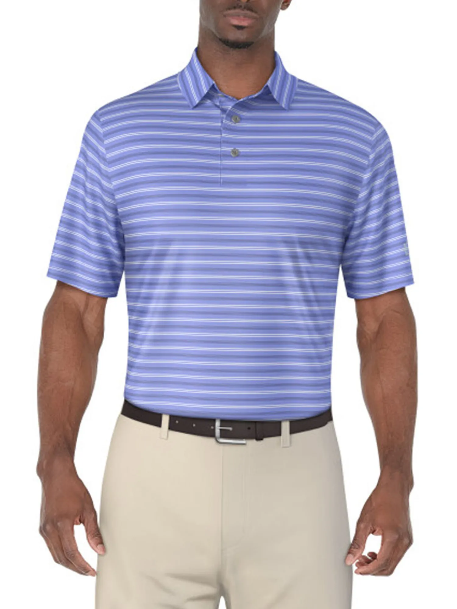 Ben Hogan Shirts|Birdseye Printed Stripe Polo Shirt - Cornflower Blue