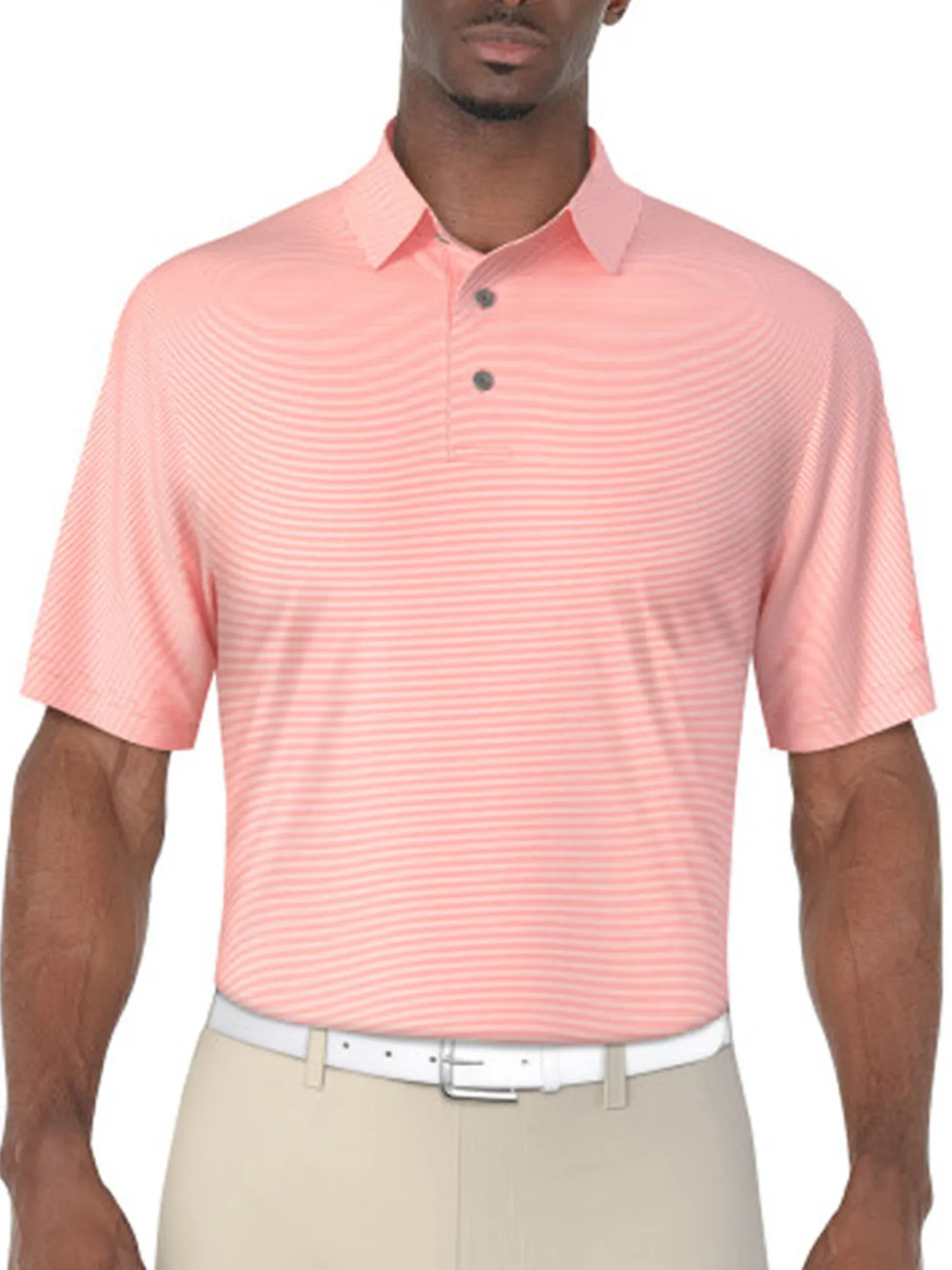 Ben Hogan Shirts|Fine Line Stripe Polo Shirt - Strawberry Pink