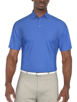 Ben Hogan Shirts|Fine Line Stripe Polo Shirt - Palace Blue