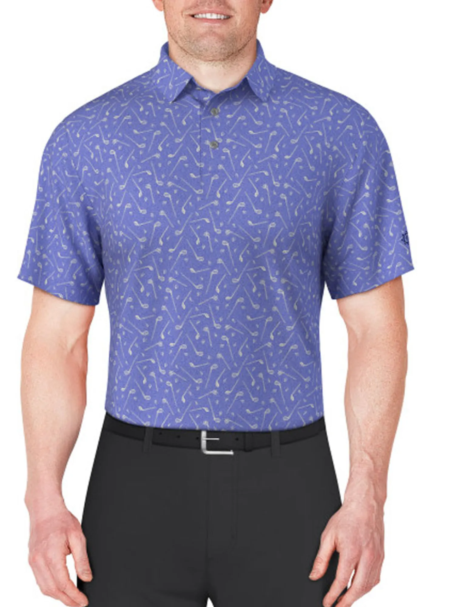 Ben Hogan Shirts|Heather Golf Club Print Polo Shirt - Cornflower Blue