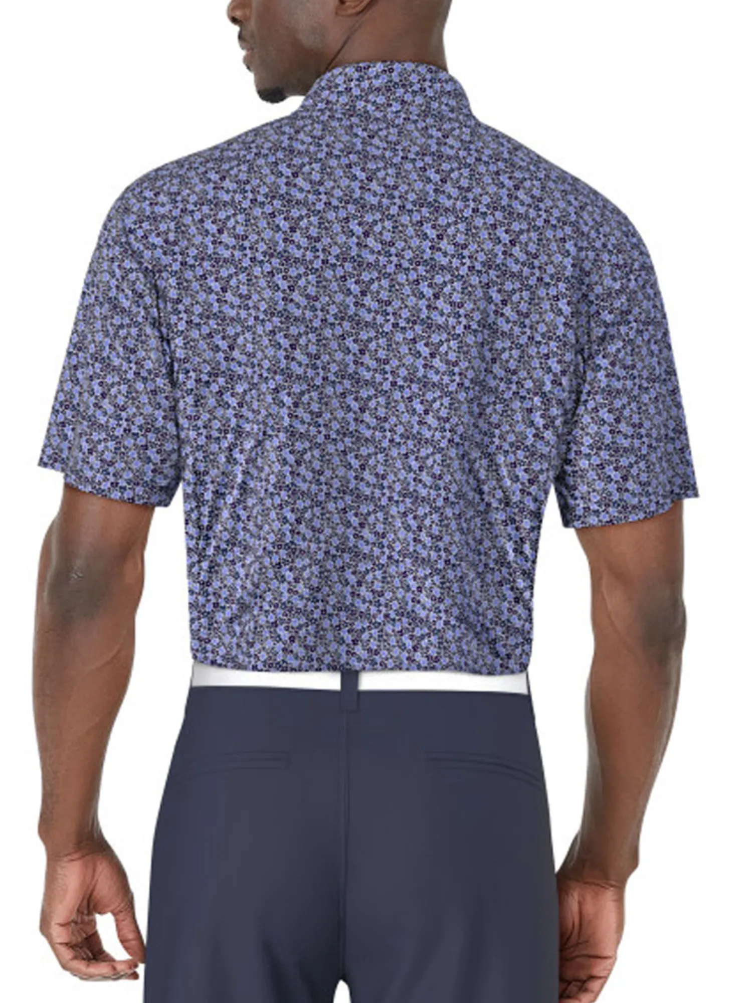 Ben Hogan Shirts|Mini Floral Printed Polo Shirt - Peacoat