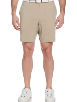Ben Hogan Shorts|Performance Flat Front 8-Inch Golf Short - Khaki Heather
