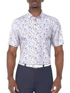 Ben Hogan Shirts|Springtime Printed Polo Shirt - Bright White