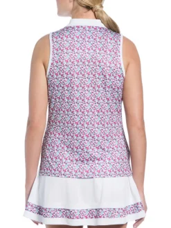 Ben Hogan Shirts|Women's Colour Blocked Mini Floral Print Sleeveless Top - Bright White