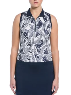 Ben Hogan Shirts|Women's Leaf Print Sleeveless Top - Bright White