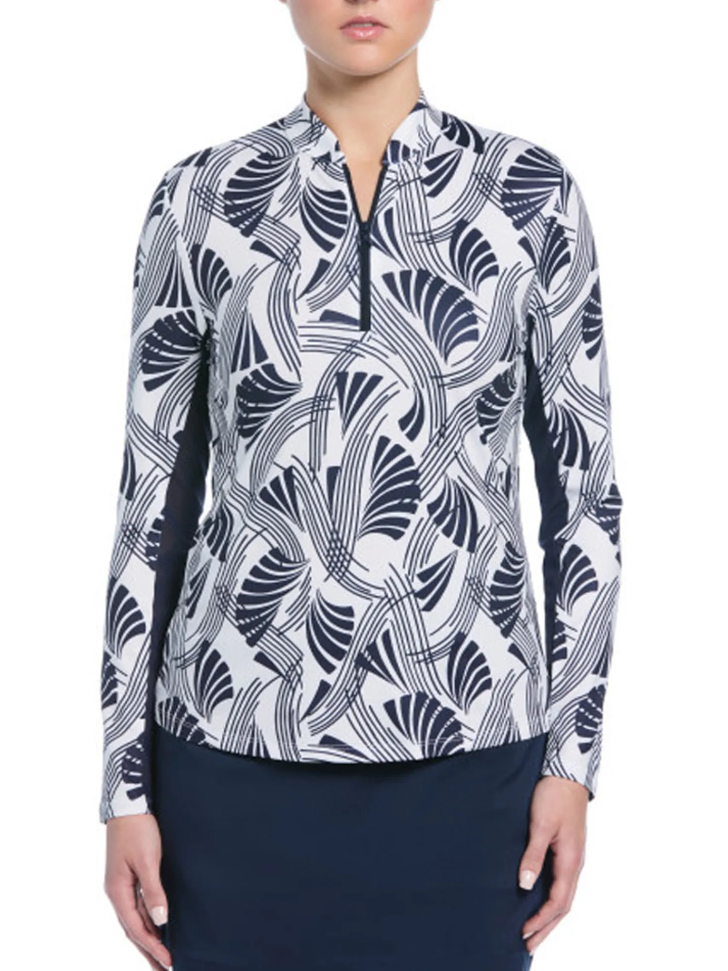 Ben Hogan Shirts|Women's Leaf Print Sun Protection Long Sleeve Top - Bright White