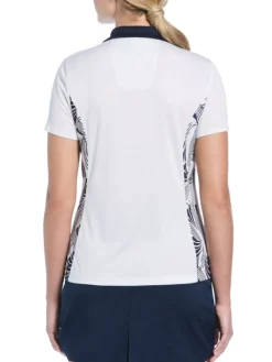 Ben Hogan Shirts|Women's Leaf Print Blocked Polo - Bright White