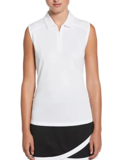 Ben Hogan Shirts|Women's Solid Ventilation Sleeveless Polo - Bright White