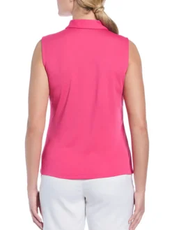 Ben Hogan Shirts|Women's Solid Ventilation Sleeveless Polo - Fuchsia Purple