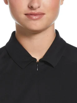 Ben Hogan Shirts|Women's Solid Ventilation Sleeveless Polo - Caviar