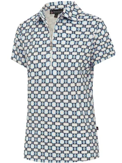 Birdee Sport Shirts|Women's Astra Zipper Short Sleeve Top - White/Crystal