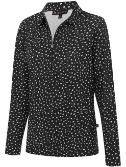 Birdee Sport Shirts|Women's Poppy Zipper Long Sleeve Top - Black