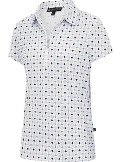 Birdee Sport Shirts|Women's Pyramid Zipper Short Sleeve Top - White/Lilac