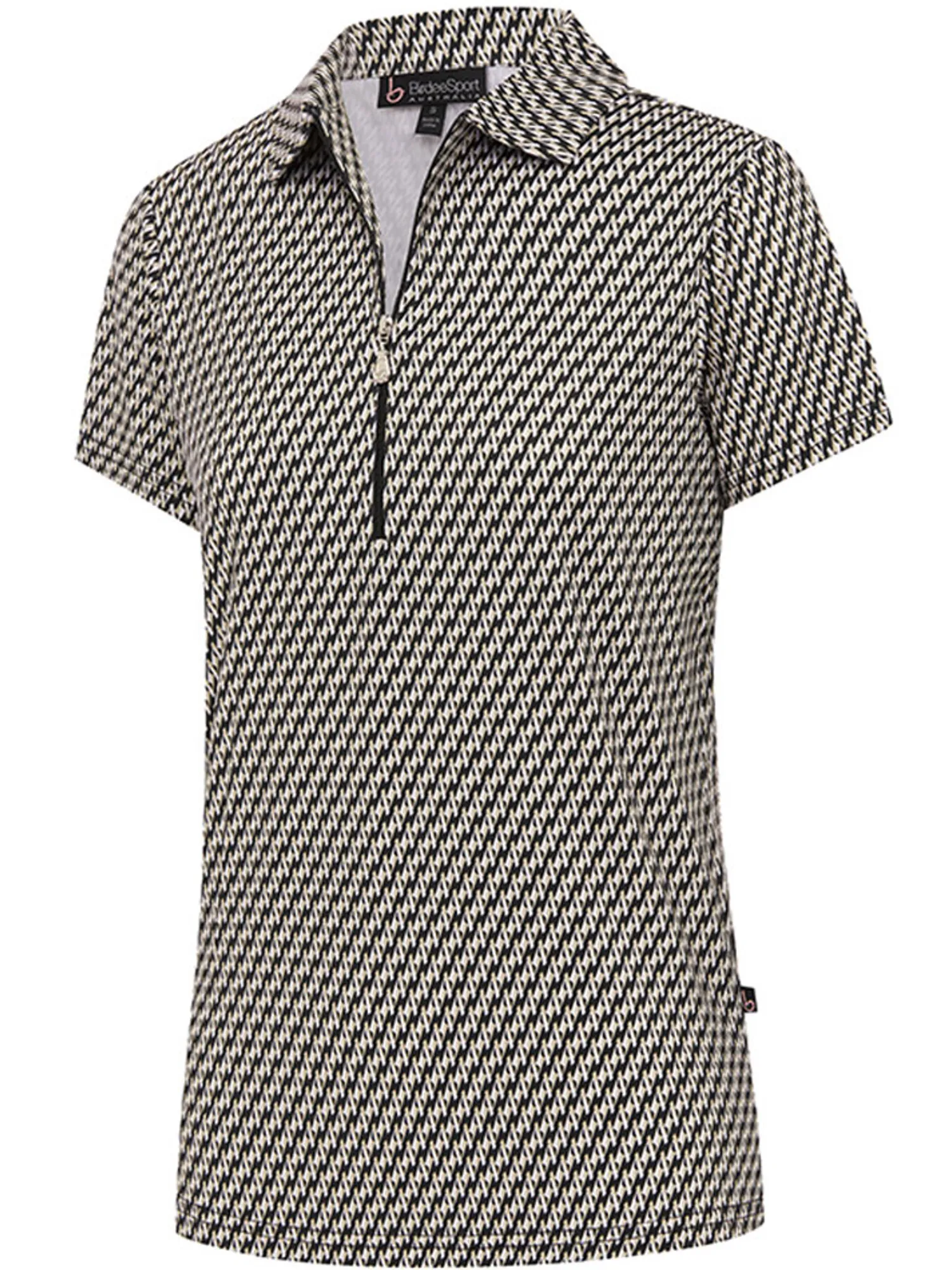 Birdee Sport Shirts|Women's Solitaire Zipper Short Sleeve Top - Black
