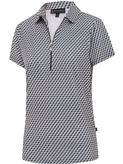 Birdee Sport Shirts|Women's Solitaire Zipper Short Sleeve Top - Navy