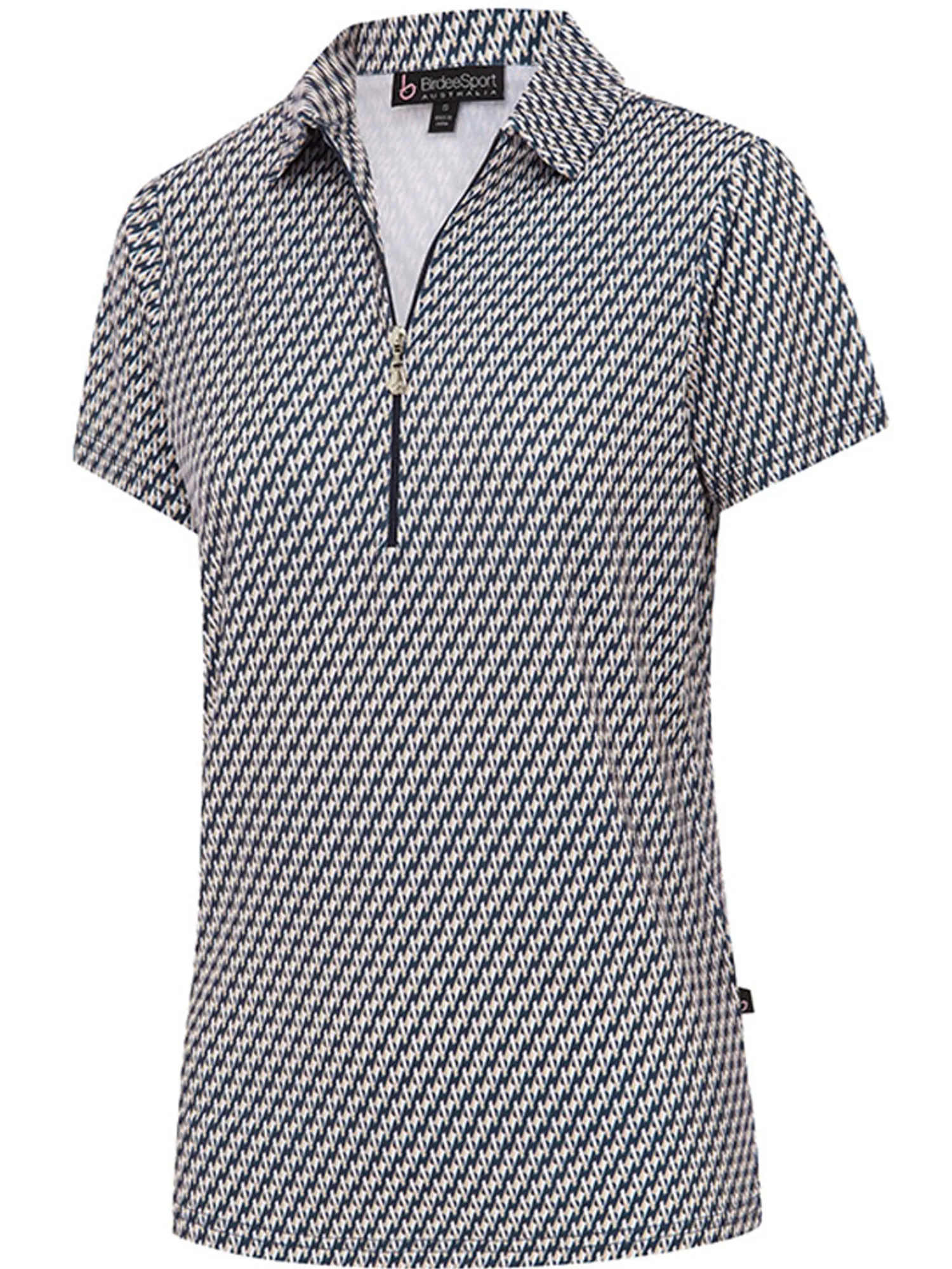 Birdee Sport Shirts|Women's Solitaire Zipper Short Sleeve Top - Navy