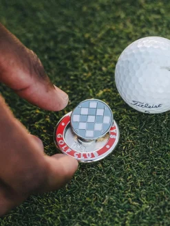 Bogey Boys Ball Markers|Check Ball Marker - Tangerine