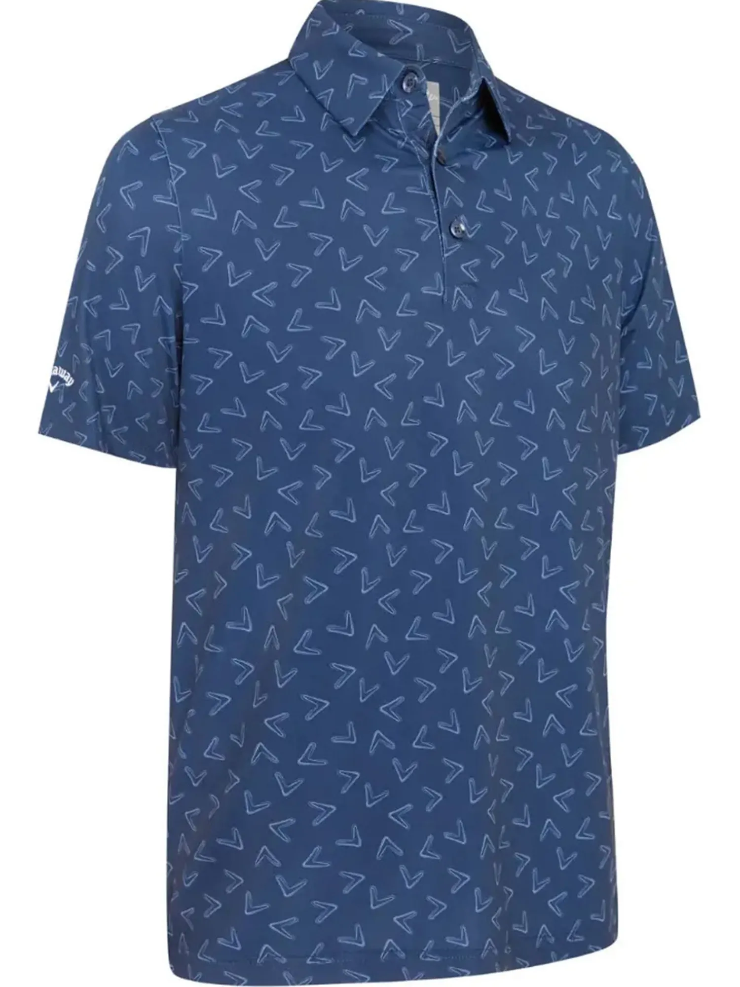 Callaway Shirts|All Over Large Chev Print Polo - Peacoat