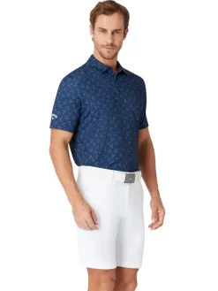 Callaway Shirts|All Over Large Chev Print Polo - Peacoat