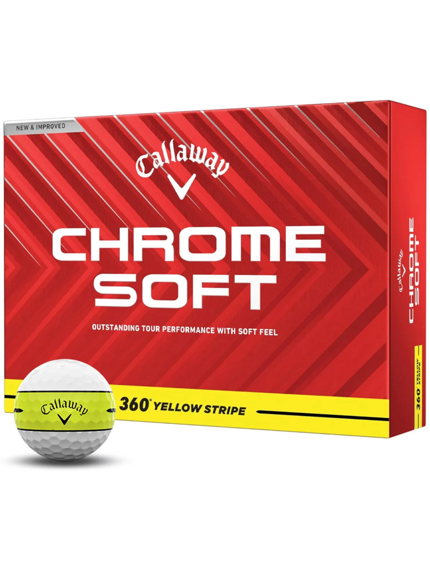 Callaway New Golf Balls|Chrome Soft 360 Yellow Stripe Golf Balls