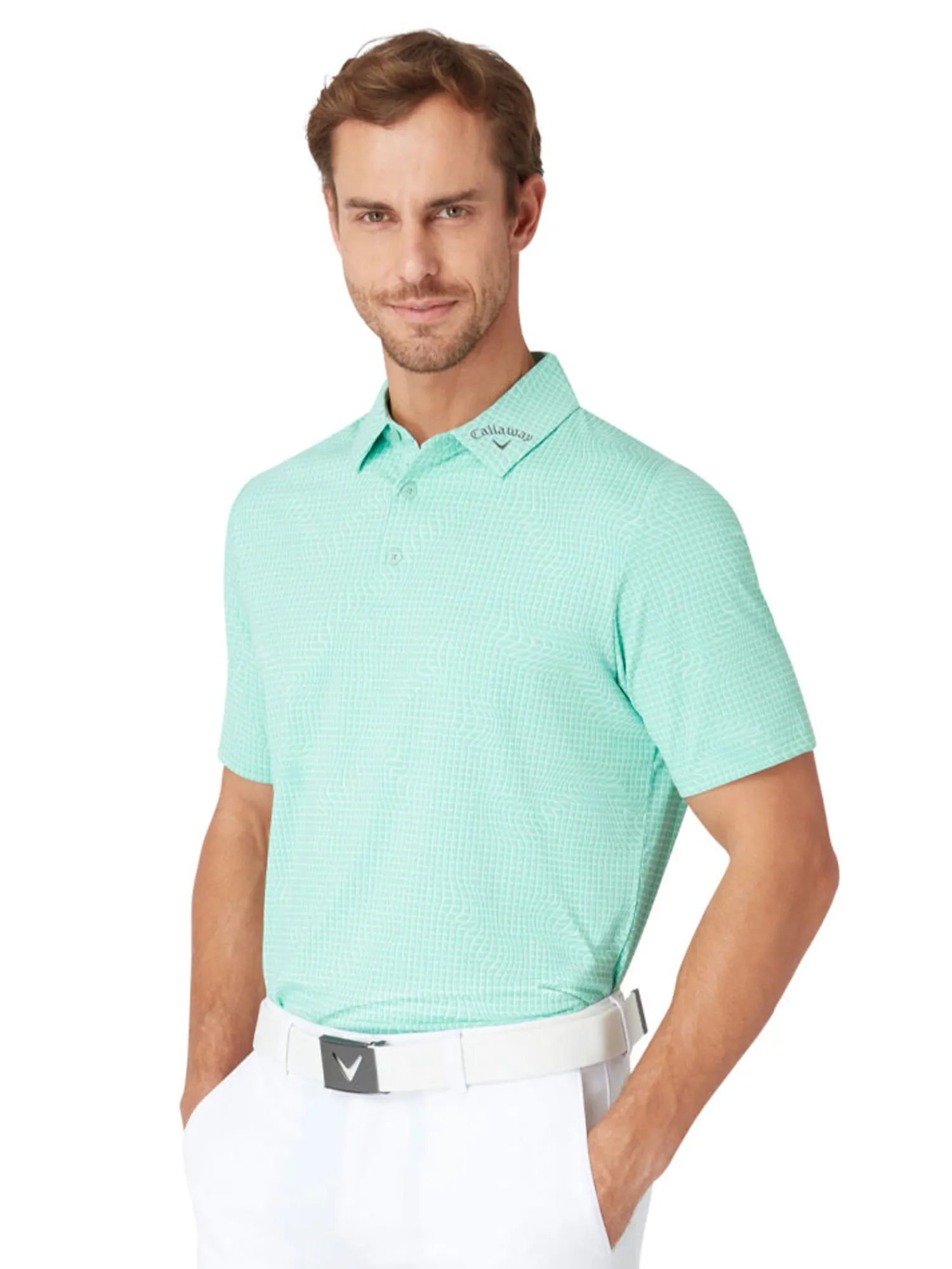 Callaway Shirts|Gingham Print Polo - Neptune Green