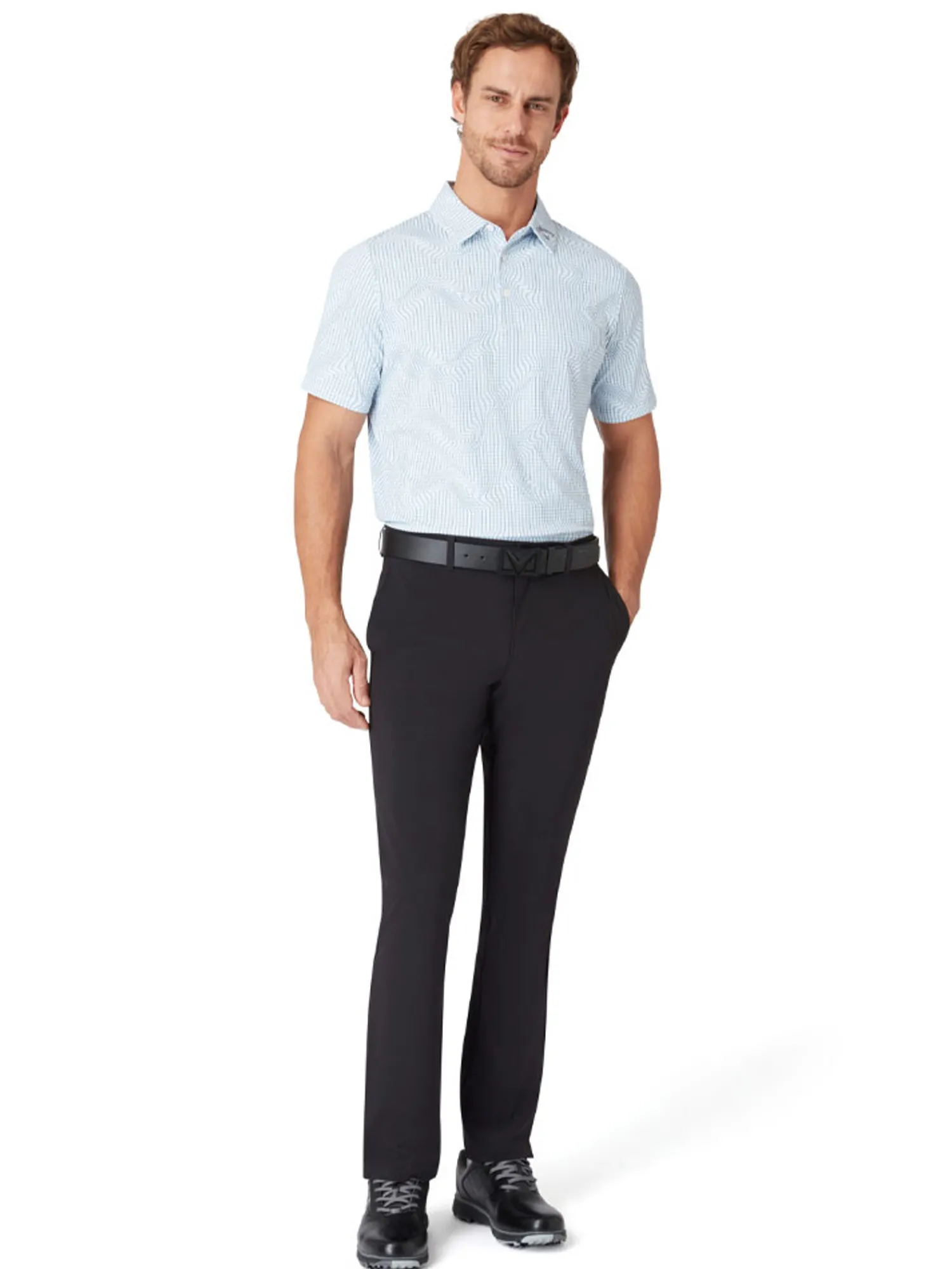 Callaway Shirts|Gingham Print Polo - Bright White