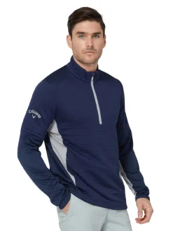 Callaway Jumpers|Textured 1/4-Zip Pullover - Peacoat